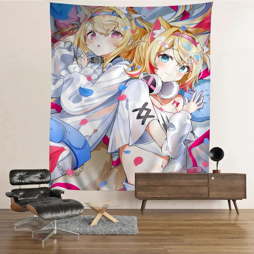 FuwaMoco Fuwawa Mococo Hololive Vtuber DIY Wall Tapestry for Living Room Home Dorm Decor Wall Art Decor