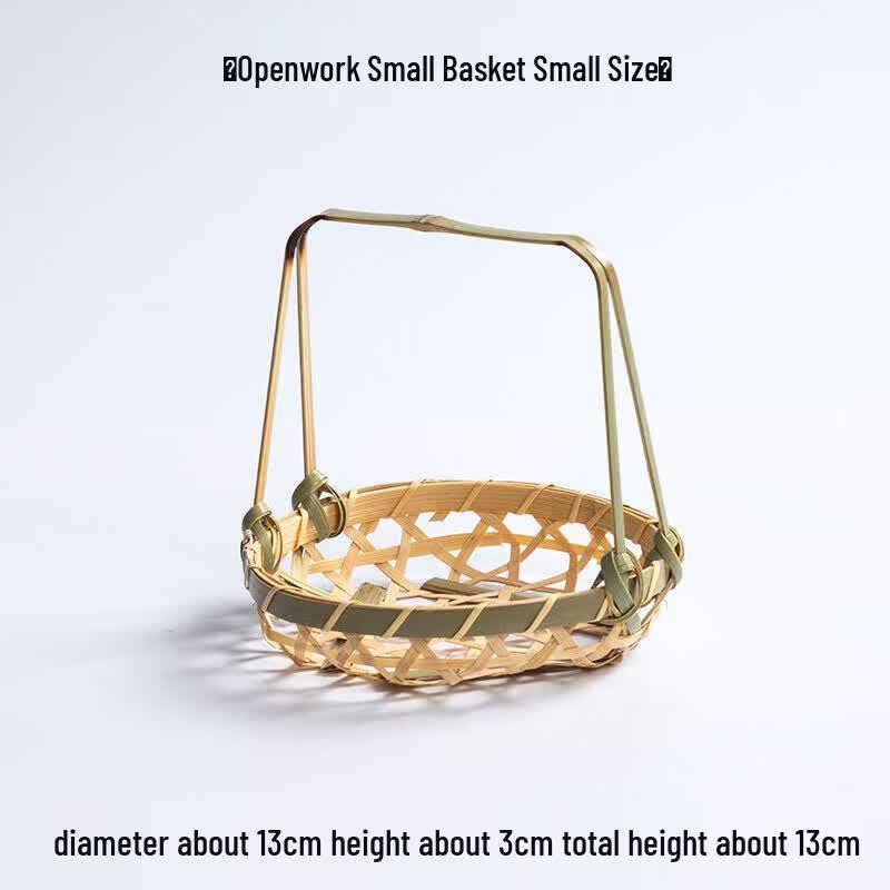 Handwoven Bamboo Serving Basket with Round Handle