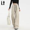 Izzueit Women's High-Waist Drawstring Wide-Leg Cargo Pants
