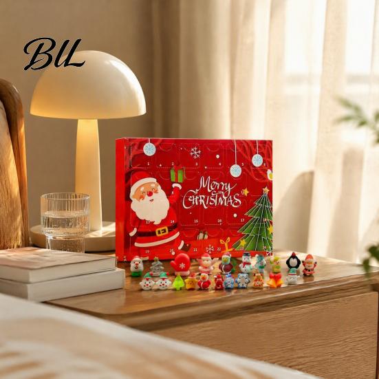 Festival Advent Calendar Merry Christmas Calendar, with 24 Stress Relief Squeeze Toys, Party Favors Days Xmas Countdown Box, Holiday Gift Box