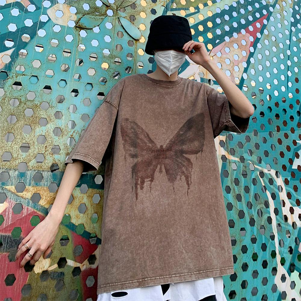 

Повсякденна футболка з бавовни 230 г для чоловіків, літні повсякденні футболки з принтами, ретро-топи, футболки з круглим вирізом, чоловічий вуличний одяг з короткими рукавами EU XXL кавовий