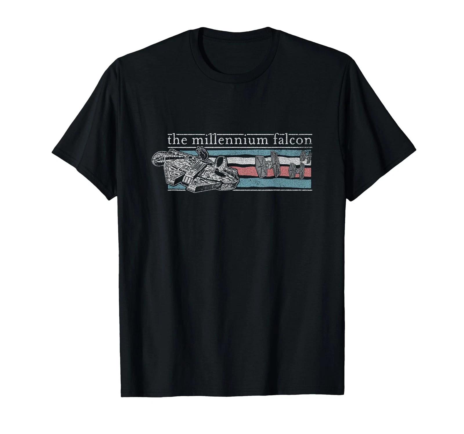 Star Wars Millennium Falcon And Tie Fighters Banner T-Shirt_ 2XL