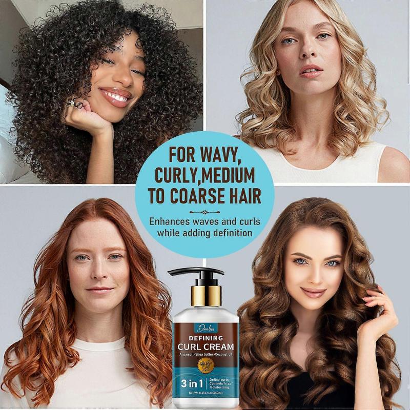 Locken Definierende Creme Feuchtigkeitsspendende Arganöl Haarmaske Locken Feuchtigkeitsspender für betontes welliges Haar und lockiges Haar, Glättende Lockencreme Entwirrt, Pflegt