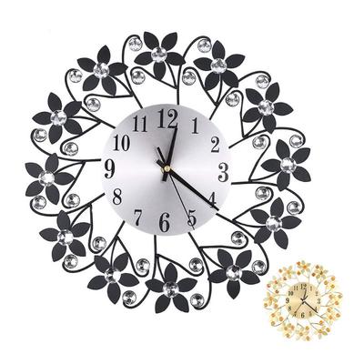 35cm velké nástěnné hodiny v evropském stylu květina drahokamu Tichý obývací pokoj Ložnice Home Decor