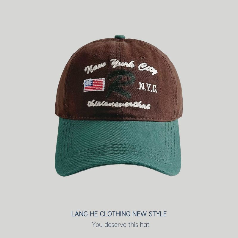 

Бейсболка с вышивкой букв, женская, в K-стиле, повседневная, универсальная, контрастного цвета, кепка с козырьком для пары, мужская, трендовая, весенне-летняя, солнцезащитная шляпа Green eaves on top