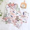 Spring and Autumn Ladies Cute Cartoon Floral Viscose Fiber Pajamas Two-piece Long-sleeved Home Service Cotton Summer Thin Shorts
