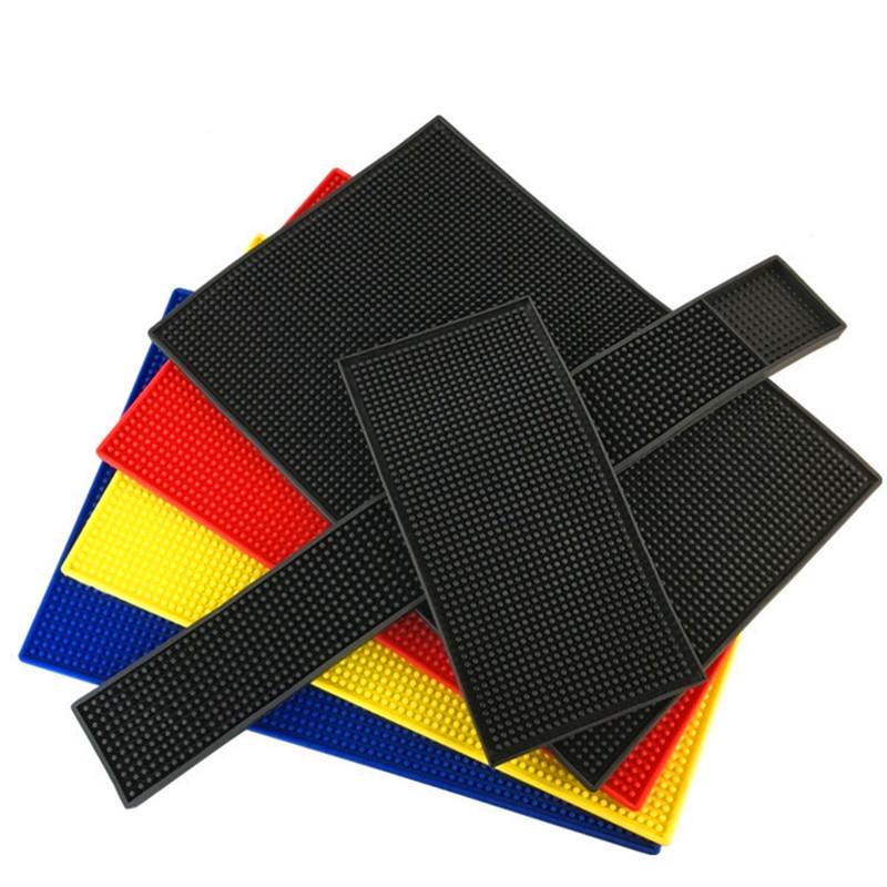 Black Non-slip Thickened PVC Bar Mat - High-end Soft Rubber Coaster