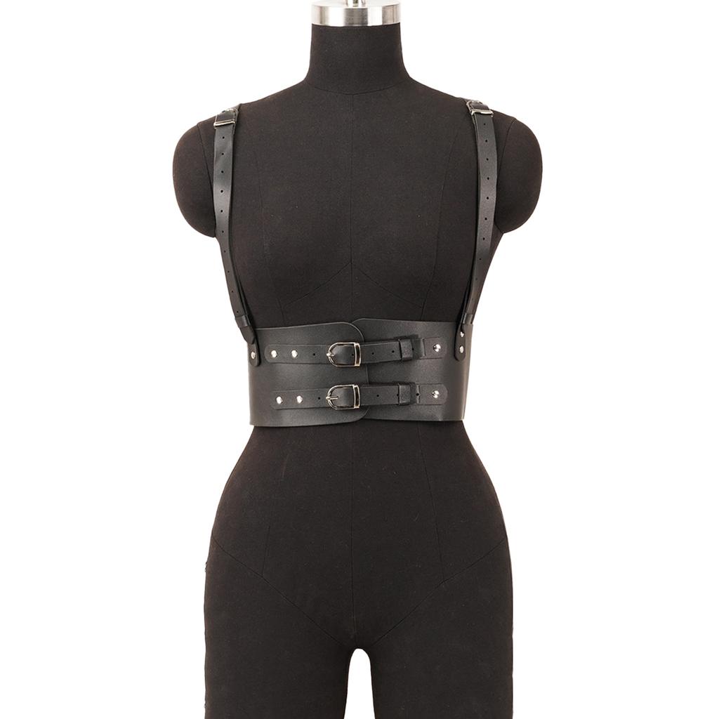 Damen Mode Gürtel Streetstyle Korsetts Taille-zu-Schulter Leder Body Harness Breiter Gürtel Hosenträger Goth Bekleidungszubehör