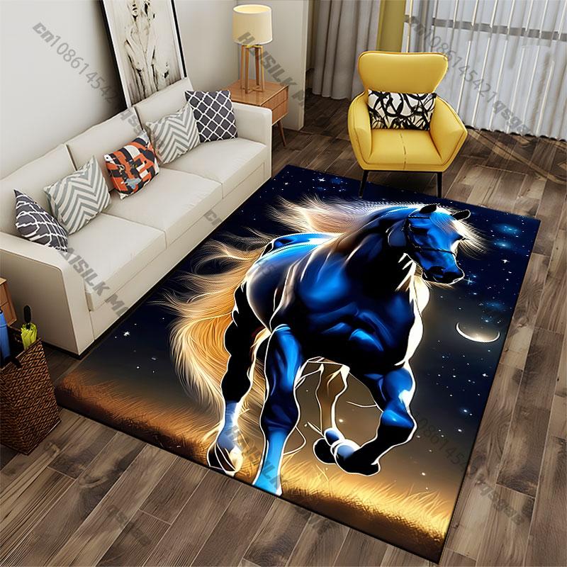 Majestic Horse Under Starry Night Carpet Yoga Living Room Room Decor Children's Crawling Mat Doormat Area Rug Games Mat
