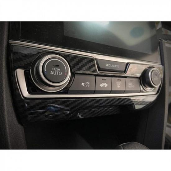 Carbon Fiber Look Center Console A/C Switch Cover Trim For Honda Civic 2016-