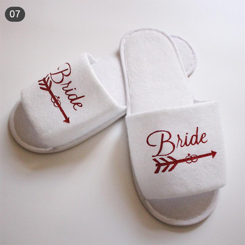 1Pair Bride Slippers Shower Gift Bridesmaid Disposable Slippers Wedding Party