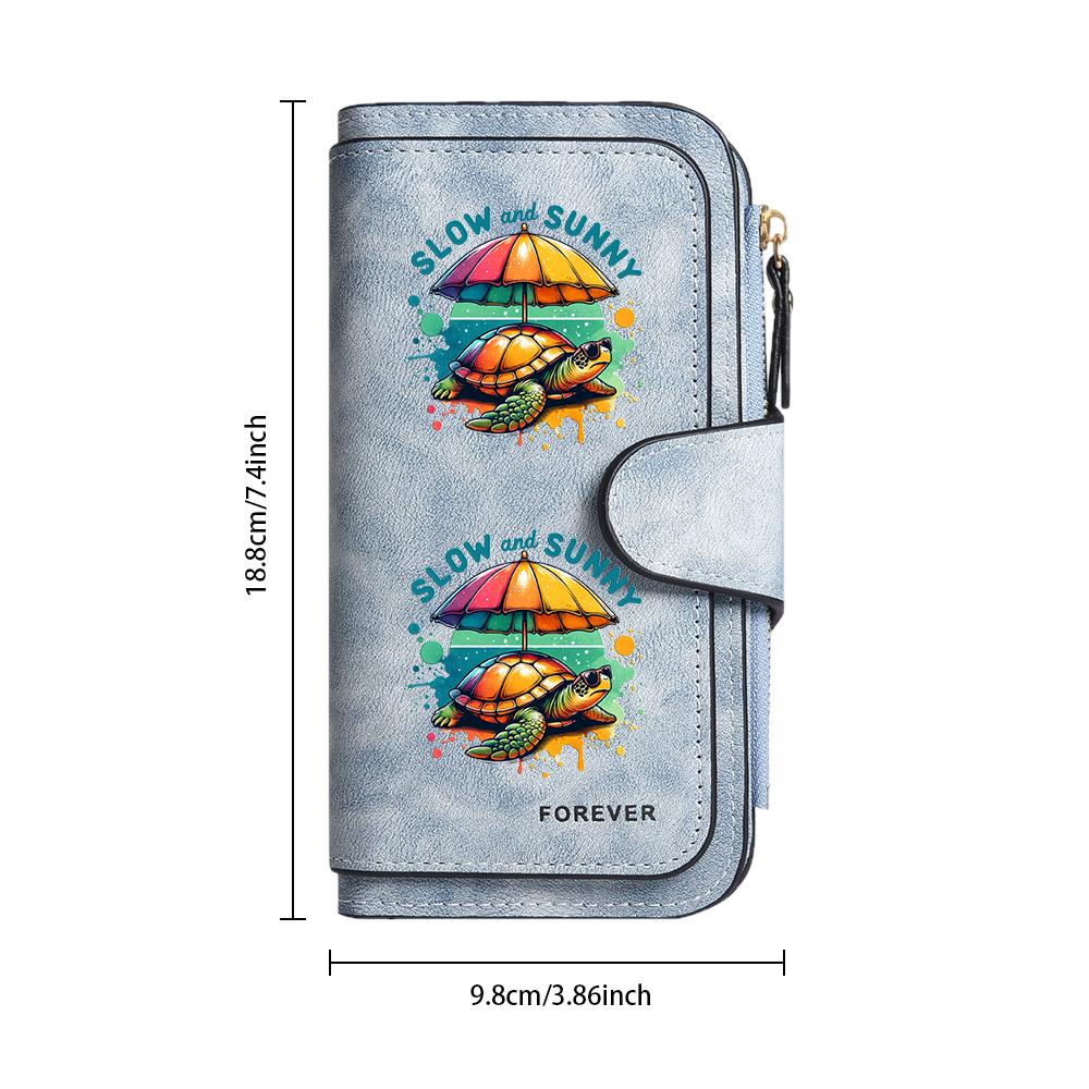 Slow and Sunny Turtle Pattern Wallet Forever Women's Fashion Long Purse
