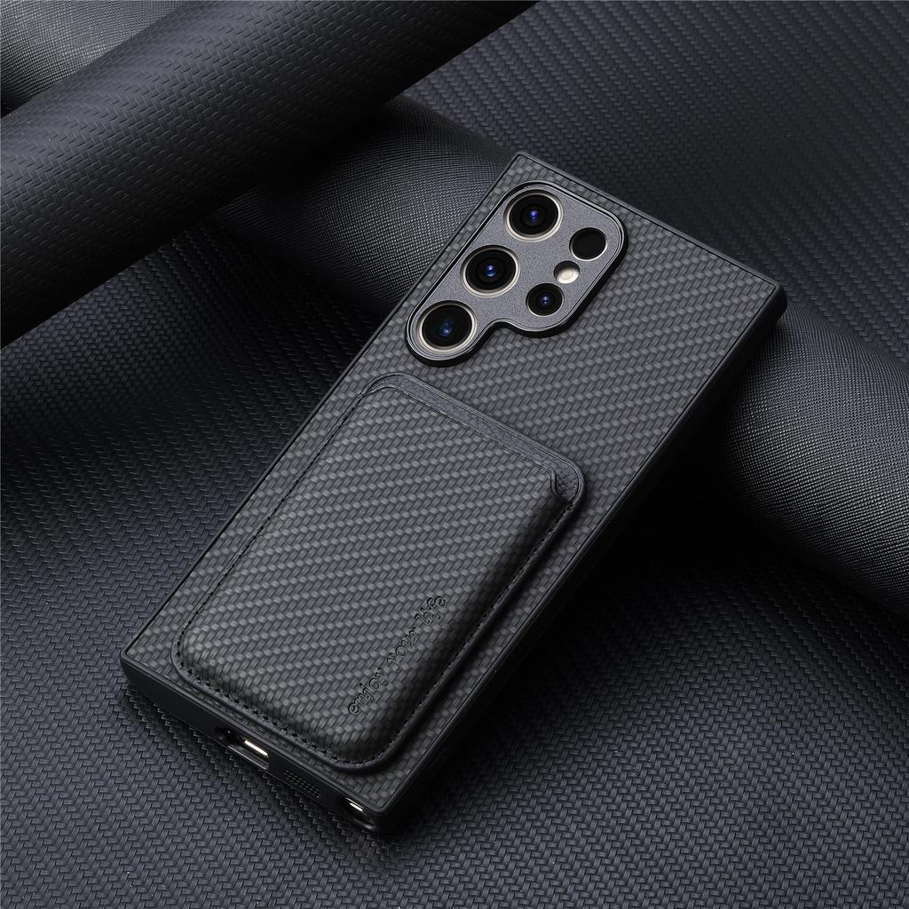 Applicable to Samsung mobile phone case S24Ultra protective case S23Fe magnetic suction Magsafe 2-in-1 card case