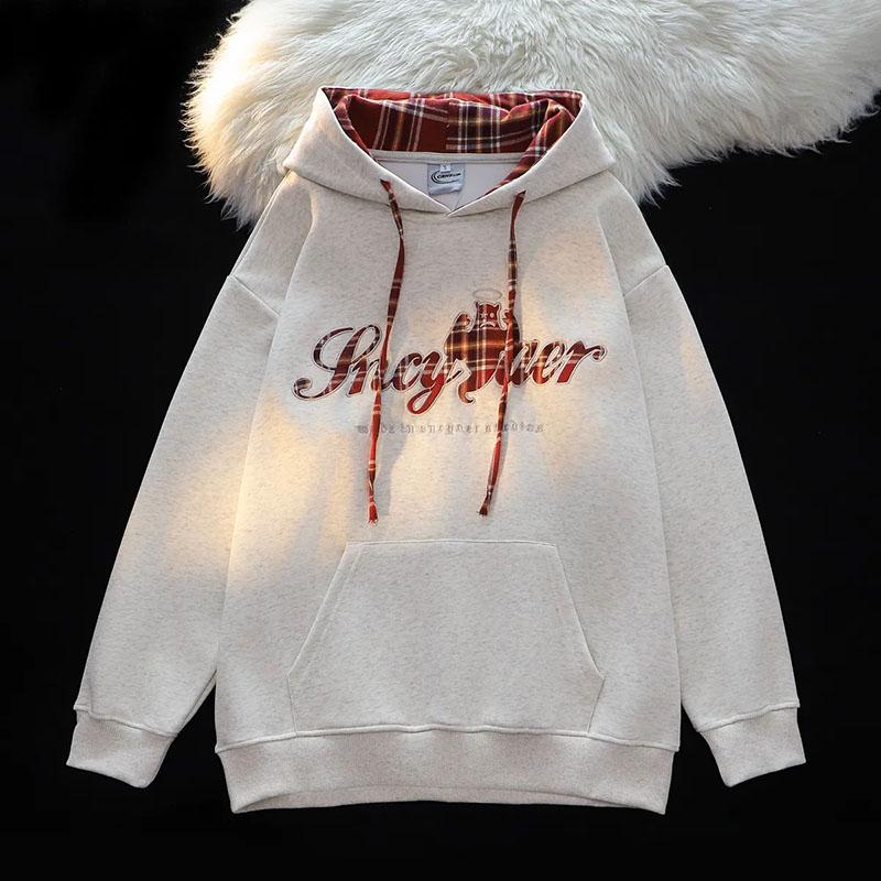 Sweatshirt for Women Cotton Oversize Hooded Fleece Thickened Loose Round Neck Casual Pullover Long Sleeve Top Sweatshirt