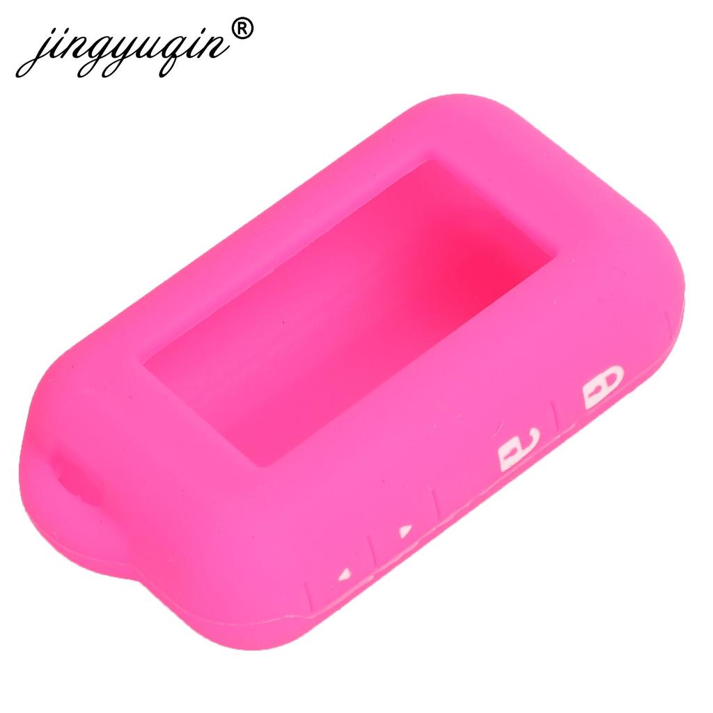 Jingyuqin Funda de silicona suave para Star line E60 E90 E61 Control remoto de coche bidireccional Alarma bidireccional Llavero LCD Auto fob Protector de cubierta de soporte de goma