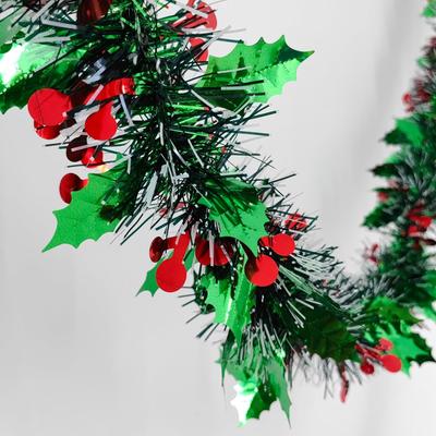 2M Christmas Green Ribbon with Red Berry Christmas Tree Hanging Garlands DIY Wedding New Year Home Decorative Ornaments