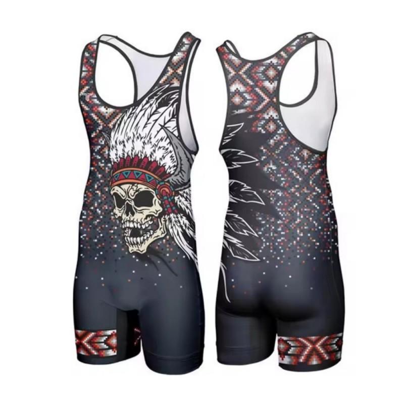 Mens Compression Wrestling Singlet Gym Training Bodysuit Sports Fitness Competition