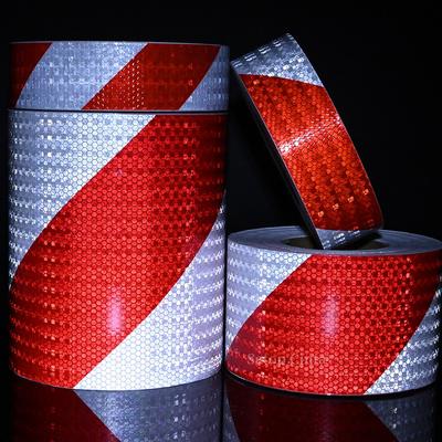 Bandă Adezivă Reflectorizantă 5cm/10cm/15cm/20cm*5M Striații Diagonale Stânga Sau Dreapta Alb-Roșu Impermeabilă Reflectori de Siguranță Autocolant Pentru Mașină