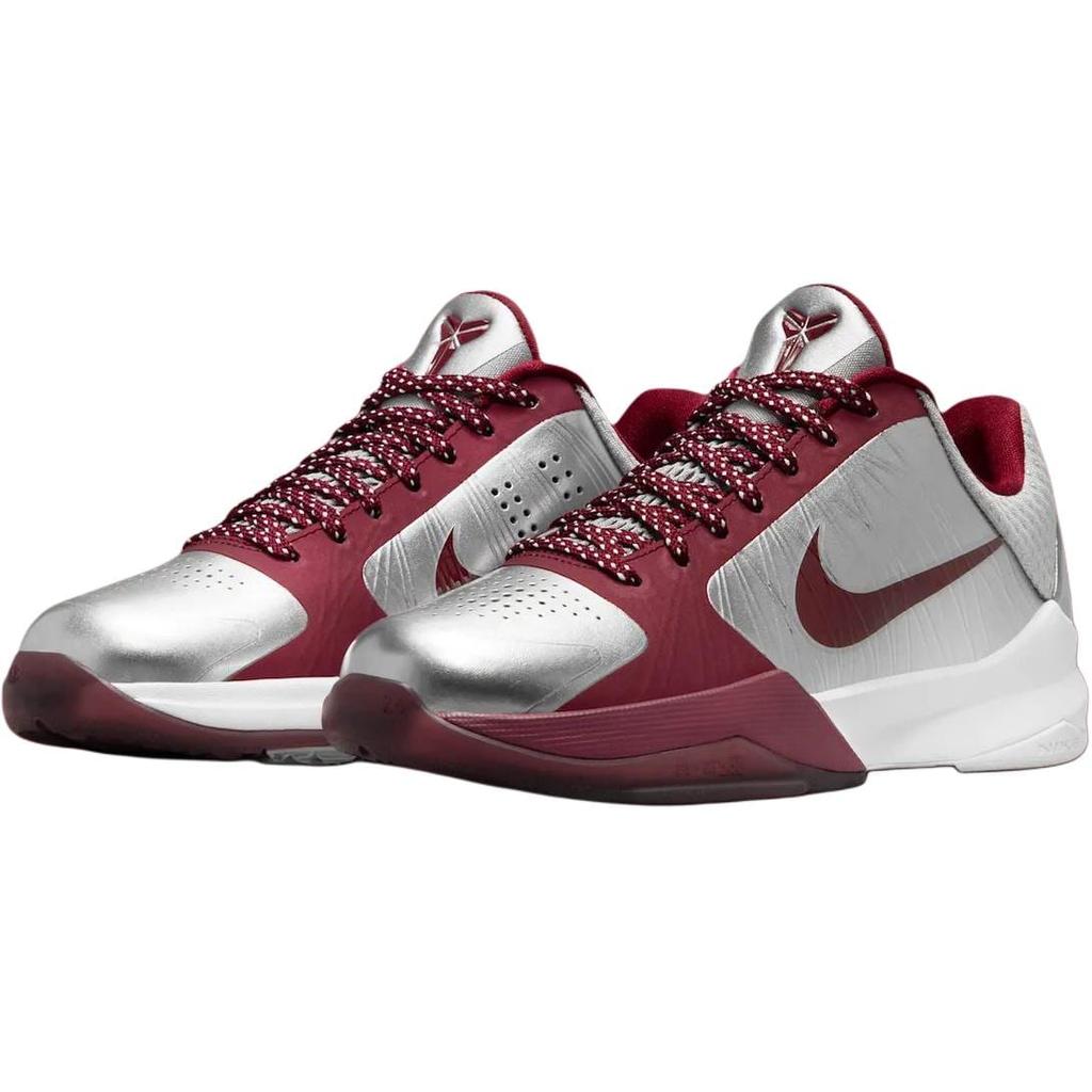 Nike Zoom Kobe 5 Rebound Breathable Support Low Top Basketball Shoes Silver Red Unisex HM9522-001