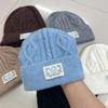 High-quality Autumn and Winter Patch Twist Knitted Hat Casual Versatile Wool Hat Warm and Cold Ear Protection Hat Melon Skin Cold Hat