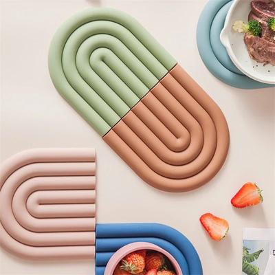 Verdickte Regenbogen Silikon Tischsets Untersetzer Küche Kasserollenmatte Heißgeschirr Topflappen Platzset Hitzebeständige Topfunterlage Tassenmatte