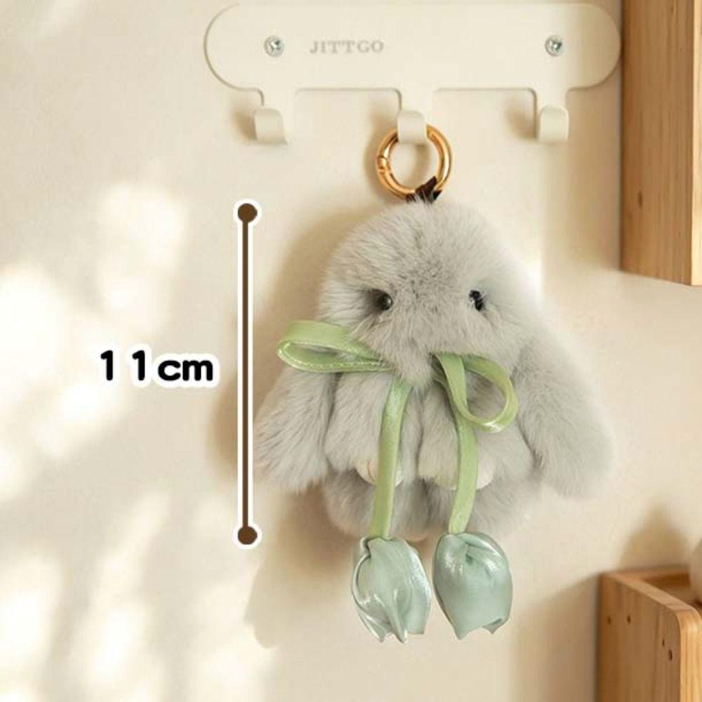 Soft Plush Doll Pendant PP Cotton Cartoon Bunny Keyring Sweet Tulip Rabbit Keychain Girl