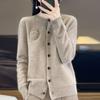 QingHe Cashmere Women's 30% Cashmere Cardigan - Soft & Warm Wool Blend Sweater