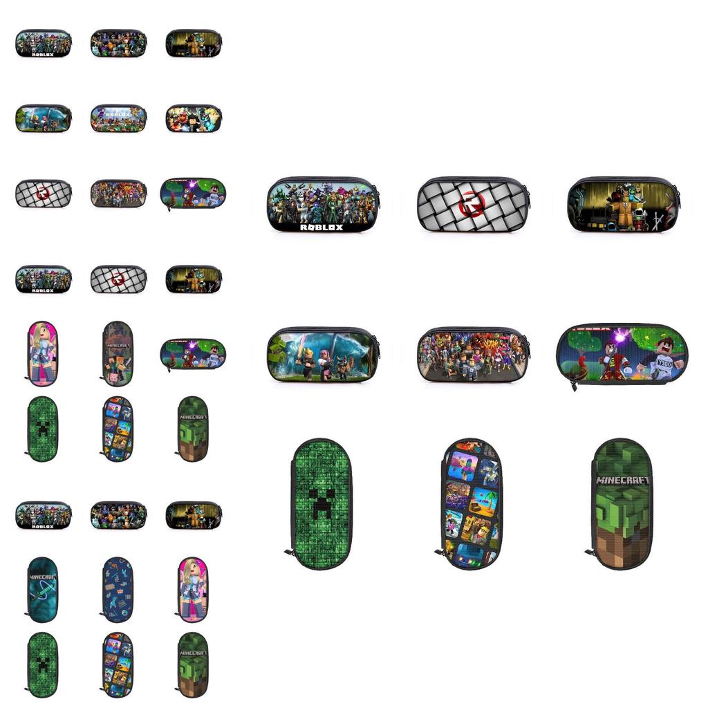 Vibrant Roblox Single Layer Pencil Case Durable Polyester Rectangular Kids Stationery Bag