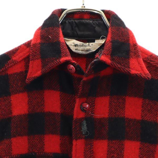 Woolrich 70s Vintage Wool Blend Check Pattern Long Sleeve Shirt S Reddish Men's Used
