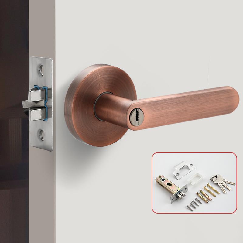 Door Handle Door Lock High-Grade Zinc Alloy Replacement Spherical Lock Bedroom Bathroom Three-Bar Door Lock Hardware