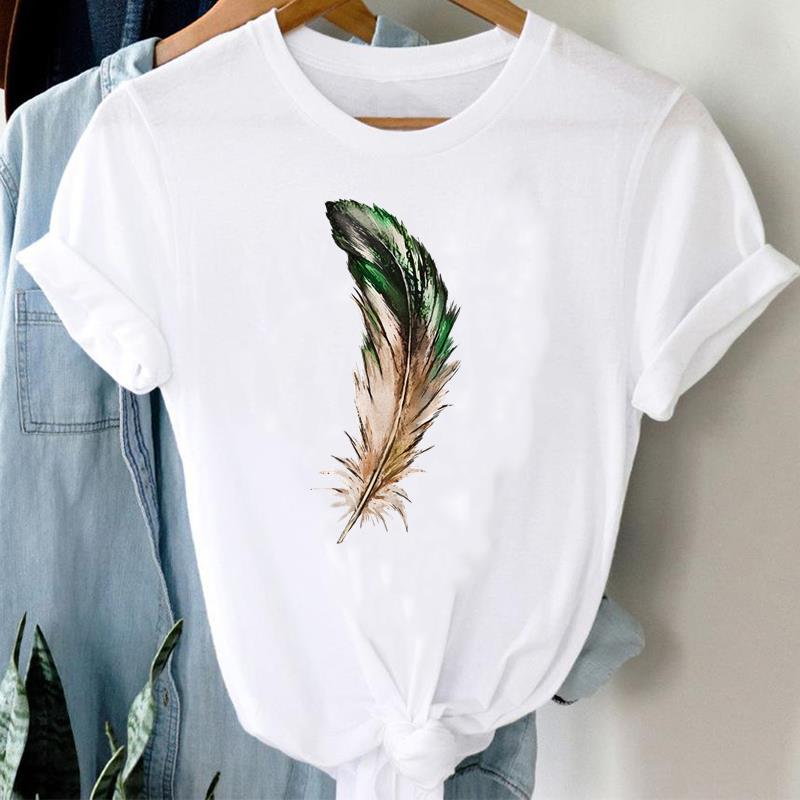 (European Size) Cute Women Print Tee Top Butterfly Camera Trend Style Cute Clothing Casual Short Sleeve Fashion Tshirt Lady Female Graphic T-shirt