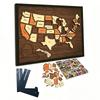 Wooden USA Maps Puzzle Reusable Landmarks Cork Travel Map Multi-Purpose Portable Wooden Puzzle for Home Decor Remarks
