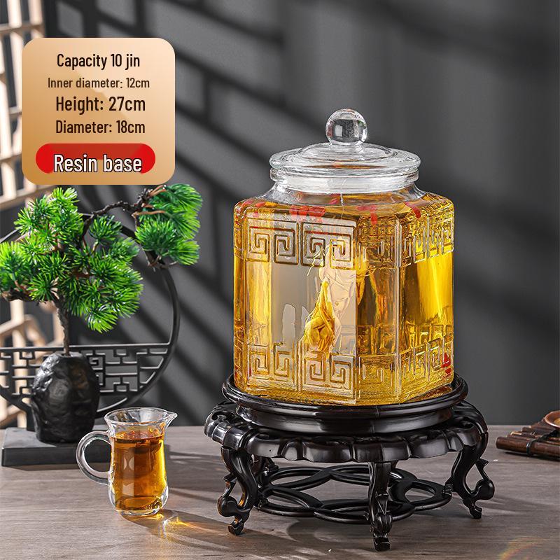 Luxury Sealed Wine & Baijiu Soaking Jar with Faucet for Household Use