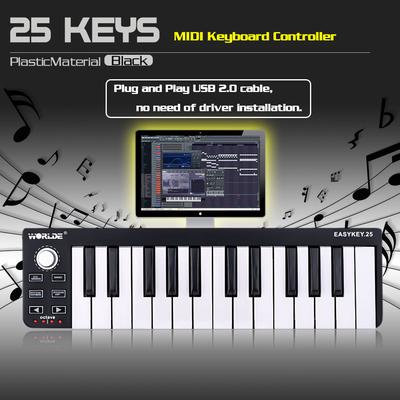 Worlde Easykey.25 Teclado portátil Mini controlador MIDI USB de 25 teclas
