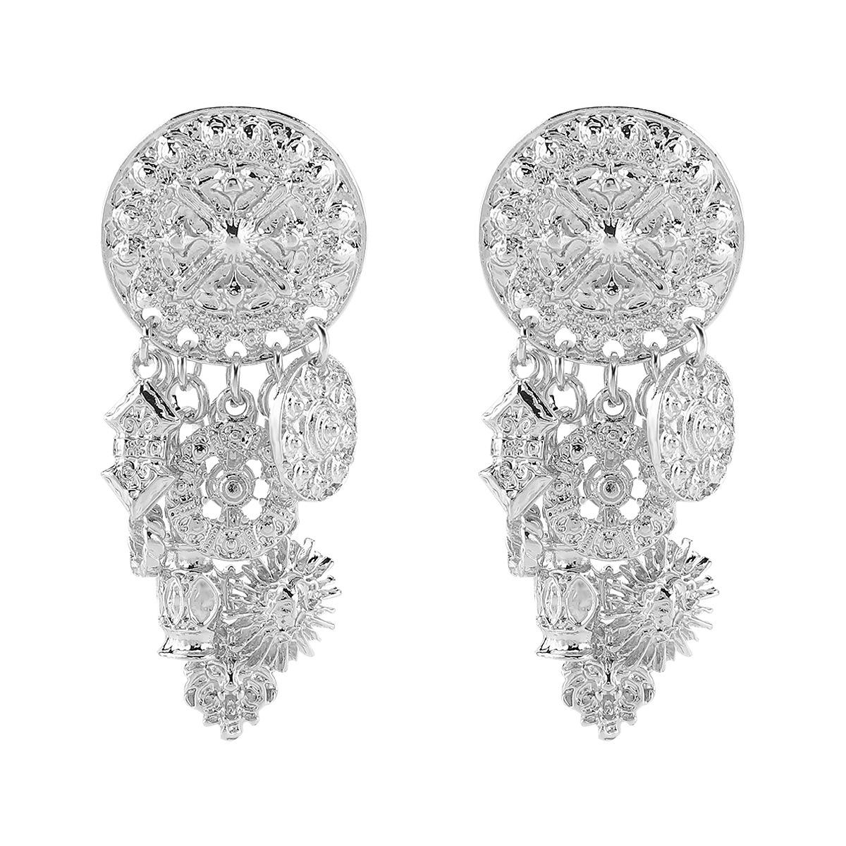 European Exaggerated French Court Geometric Tassel Earrings High Grade Dangle Earrings Luxury Vintage Fashion Jewelry белый