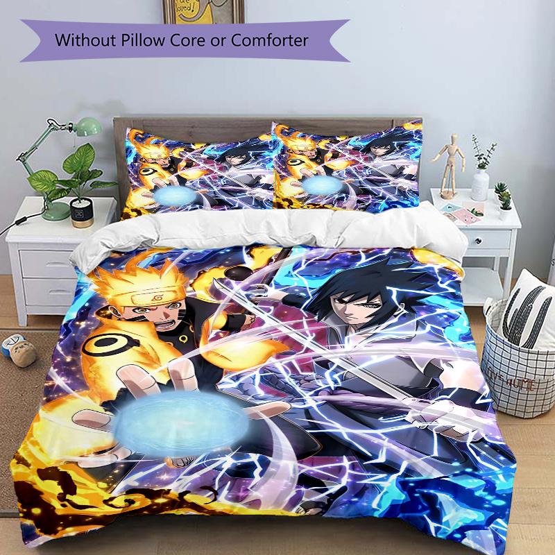

3pcs Battle of Legends Naruto vs Sasuke Bedding Set 1 Soft Quilt Cover + 2 Pillowcases, Suitable for All Seasons.H007 135x200cm