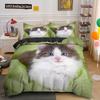 Set Copripiumino 3D Gatto Adorabile, Set Biancheria da Letto Carino Gatto Domestico Taglia Matrimoniale Queen King, Copripiumini di Lusso Animali Carini Regali Tessili per la Casa
