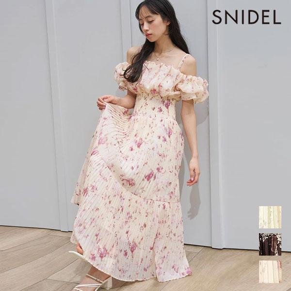 SNIDEL Dress 26 Spring/Summer Sustainable Off Shoulder Gathered Dress Late May to Mid June Reservation 2WAY Long Length Short Sleeve Sleeveless