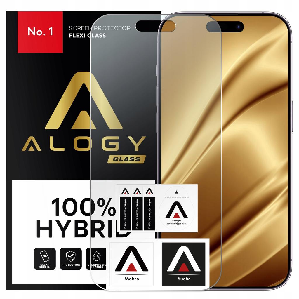 Szkło Hybrydowe Do Apple Iphone 15 Pro Na Ekran Alogy Flexi Glass 9H Case Friendly Płaskie Na Ekran