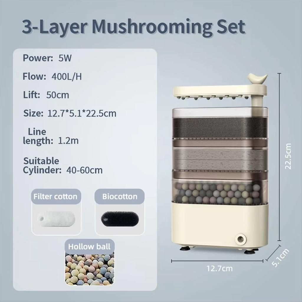2025+ Turtle Tank Waterfall Filter Low Water Suction Purification Recirculating Filter Box Fecal Clean Up