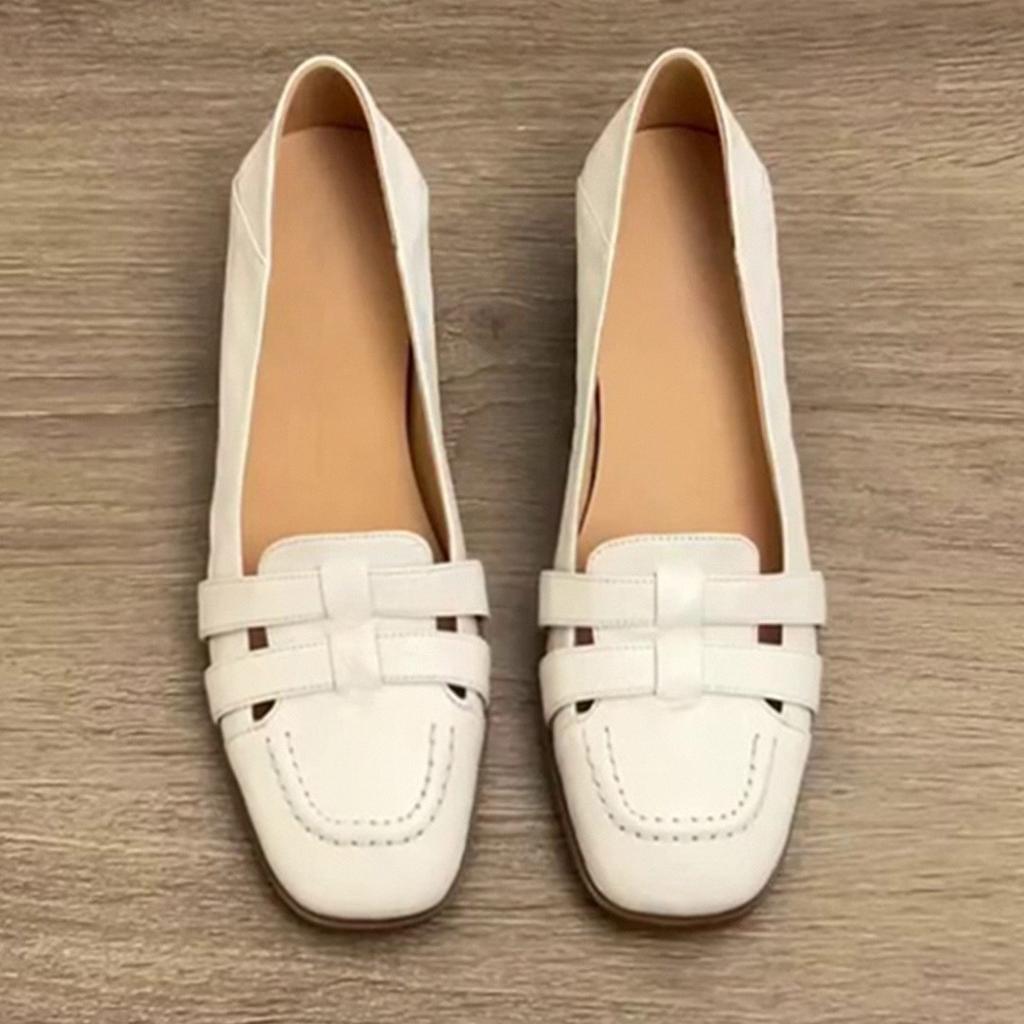 Sheepskin Model~ French Cool Single Shoes Women's Thick Heels Are Not Tired of Feet, Summer with Skirts Hollowed Out Retro Mary Jane Evening Shoes