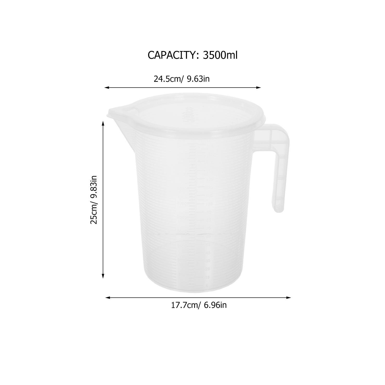 2pcs 3.5L Large Measuring Jug With Lid Transparent Pp Plastic Graduated Liquid Measuring Cup For Hot Cold Beverages Commercial