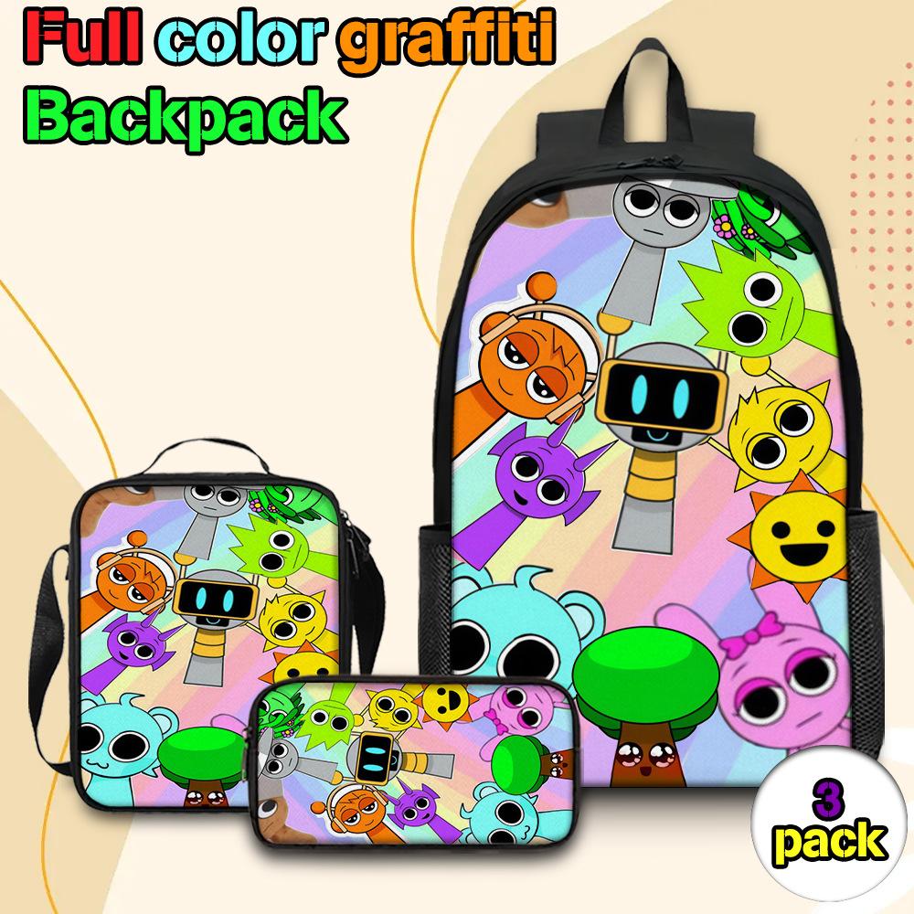 Sprunki Rhythm Box Backpack Primary School Third and Fourth Grades Lightweight Student School Bag L