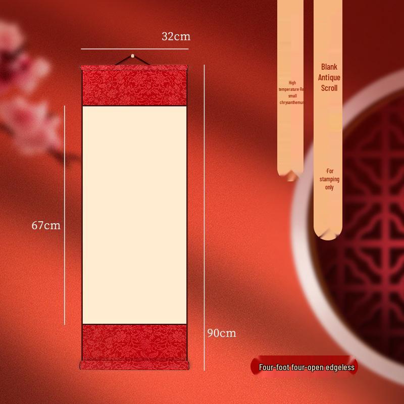 Свиток «Сто благословений долголетия» в китайском стиле: Набор для каллиграфии и печатей для гостиной