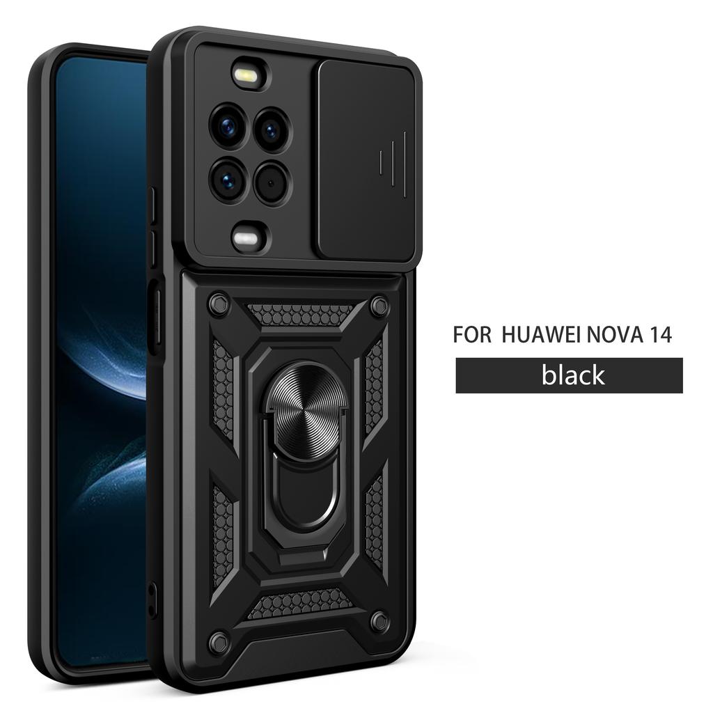 For Huawei nova 14 Pro Case Huawei nova 14 Cover Nova14pro Magnetic Ring Holder Armor Phone Case Slide Camera Protect Back Cover