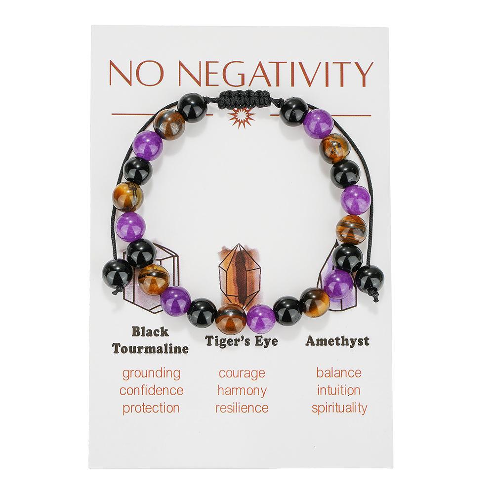 Natural Stone Woven Hand Rope Combination, Colorful Versatile Adjustable Handmade Crystal Beaded Bracelet