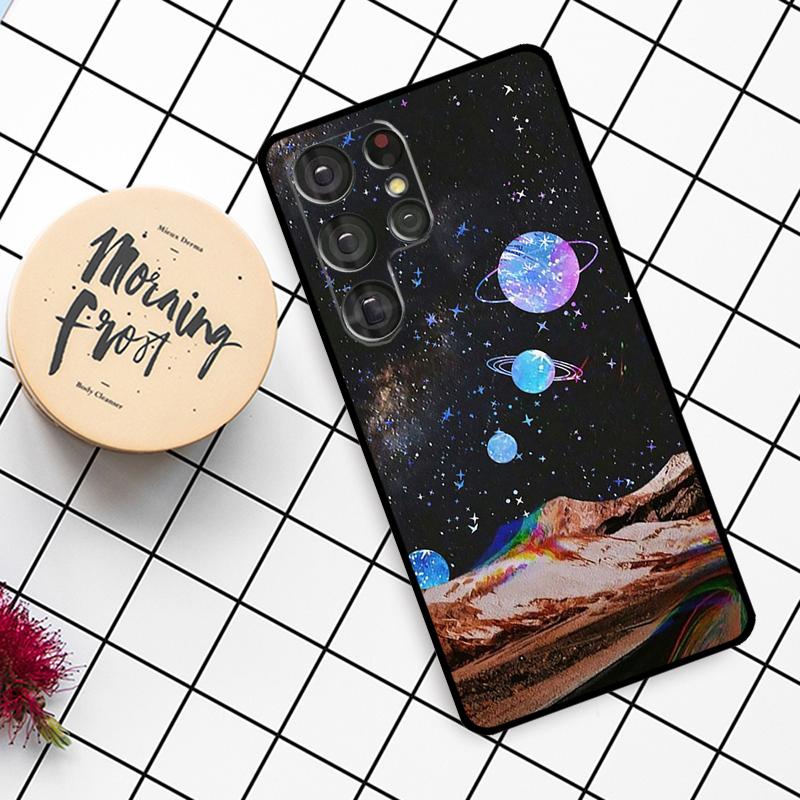 Moon Stars Space Case For Samsung Galaxy S25 Ultra S23 S22 S21 S20 S24 Ultra S9 S10 Plus S25 FE Phone Cover