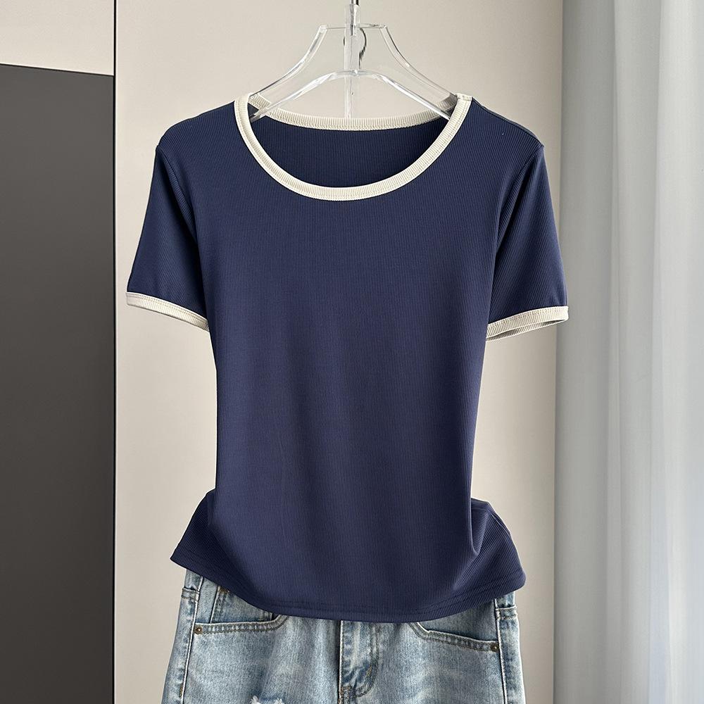 Standard Shoulder Casual Short Sleeve Tee Modal Ribbed Plus Size Loose Top Versatile Breathable Soft Material Flattering Slim Women Top
