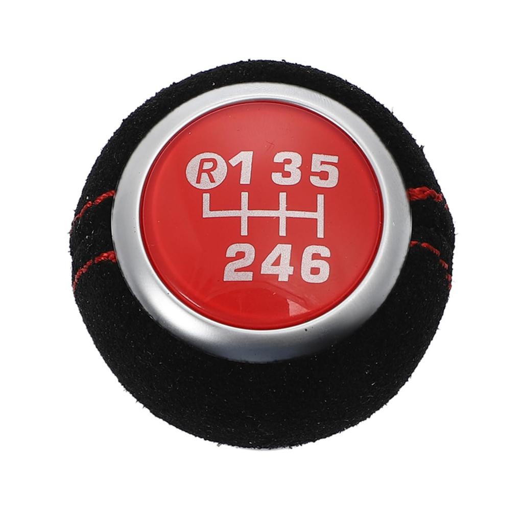 Shift Knob for Manual Transmission M12 X Faux Red Replacement Shift Interior 6-speed Vehicles, P1.25, Alcantara-style Leather, Stitching, Lever,