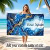 Abstract Geometric Theme Soft Beach Towel Personalized Custom Name Text Towel Portable for Beach Pool Travel